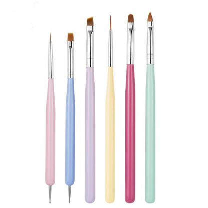 Picture of GEMBITYFUL Nail Art Brushes 6Pcs Painting Nail Brushes Nail Art Liner Brushes and Nail Art Dotting Pens for Salon