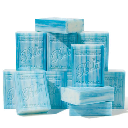 Picture of BELA Ocean Soap 3.3 OZ, Pack of 12, Long Lasting French Triple Milled Bar Soap with Organic Shea Butter, Hand Face, and Body Wash Bar, Made in Australia