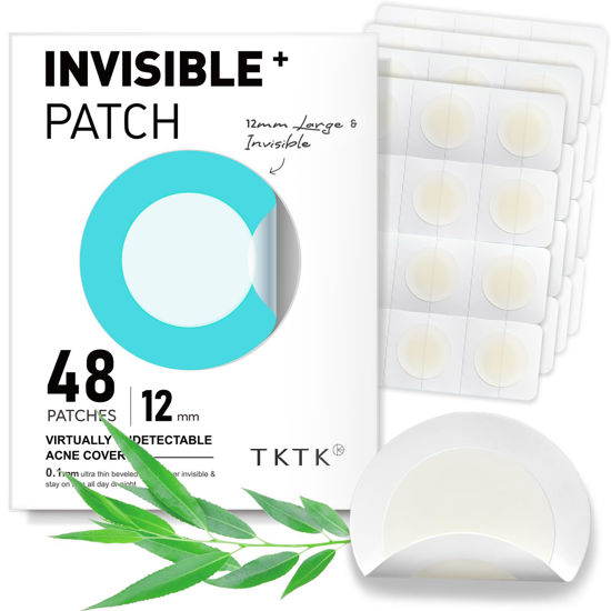 Picture of TKTK Pimple Patches, 12 mm Invisible Acne Patches for Face with Salicylic Acid, 0.01cm Extra Thin Outer Edge, Hydrocolloid Zit Patch for Pustule, Whitehead, Cystic Acne Spot, 48 Count