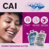 Picture of Glitter Gel Makeup- Face, Body & Hair (Moons Blue) Chunky Iridescent Holograph Stars & Moon, 3 oz | Cosmetic-Grade, Apply Without Glue, Easy to Take Off & Keep Skin Clean - for Concerts, Raves