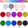 Picture of Hair Tinsel Kit (48 Inch,14 Colors, 3500 strands), Tinsel Hair Extensions with Tools, Heat Resistant Fairy Hair Tinsel Kit for Women Hair Accessories
