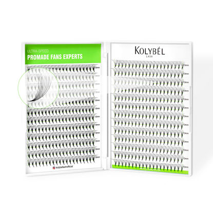 Picture of 500 Premade Fans Eyelash Extensions 13mm Single Length Promade Lash Fans C/D Curl Premade Fans Pointed Thin Base Handmade Volume Premade Lash Extensions Fans(10D,0.07-D-13MM)