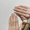 Picture of Nude Press on Nails Short Fake Nails Squoval Glossy Acrylic Nails White Shiny Glitter False Nails Square Full Cover Glue on Nails for Cat Eye, Nature Stick on Nails for Women Manicure 24Pcs