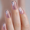 Picture of 24Pcs Cat Eye Press on Nails Short Square Fake Nails Pink Cat Eye Glossy Acrylic False Nails Chrome Designs Full Cover Glue on Nails Purple Artificial Nails Ombre Stick on Nails for Women Manicure