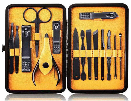 Picture of Nail Clippers Sets High Precisio Stainless Steel Nail Cutter Pedicure Kit 15 Pcs Nail File Sharp Nail Scissors and Clipper Manicure Pedicure Kit Fingernails & Toenails with Portable stylish Case