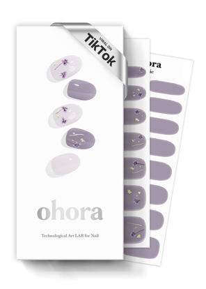 Picture of ohora Semi Cured Gel Nail Strips (N Dancing Flower) - White, Patterned, Works with UV/LED Lamps, Salon-Quality, Easy to Apply & Remove - Valentine's Day Gel Nail Wraps, stickers, romantic gift ideas