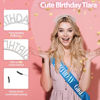 Picture of Birthday Sash Birthday Crown for Women, Birthday Girl Sash, Birthday Girl Crown, Glitter Deep Blue Birthday Sash and Crown Rhinestone Headband Set, Happy Birthday Girl Princess Tiara Sash Accessories