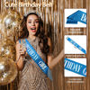 Picture of Birthday Sash Birthday Crown for Women, Birthday Girl Sash, Birthday Girl Crown, Glitter Deep Blue Birthday Sash and Crown Rhinestone Headband Set, Happy Birthday Girl Princess Tiara Sash Accessories