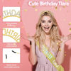 Picture of Women's Birthday Girl Sash and Crown Set: Glitter Gold Yellow Rhinestone Headband, Happy Princess Tiara Accessories
