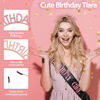 Picture of Birthday Crown Birthday Sash for Women, Birthday Girl Sash, Birthday Girl Crown, Glitter Black Birthday Sash and Crown Rhinestone Headband Set, Happy Birthday Girl Princess Tiara Sash Accessories