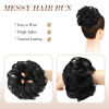 Picture of FESHFEN Messy Hair Bun Hair Pieces Curly Wavy Off Black Large Hair Bun Scrunchies Extensions Synthetic Tousled Updo Hairpieces for Women Girls Daily Wear