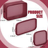 Picture of Weewooday 4 Pcs Mesh Makeup Bag Mesh Cosmetic Bag Travel Toiletry Bag Pouch with Zipper Mini Portable Makeup Cosmetic Travel Toiletry Purse Bag for Daily Accessories (Wine Red,Small, Large, Medium)