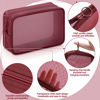 Picture of Weewooday 4 Pcs Mesh Makeup Bag Mesh Cosmetic Bag Travel Toiletry Bag Pouch with Zipper Mini Portable Makeup Cosmetic Travel Toiletry Purse Bag for Daily Accessories (Wine Red,Small, Large, Medium)