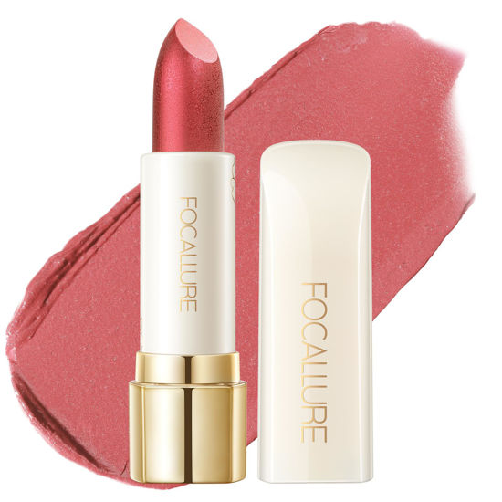 Picture of FOCALLURE Moisturizing Shiny Lipstick,Pearl Shimmery Finish,Hydrating Tinted Lip Balm with Creamy Texture,Long Lasting High Pigmented Lip Stain,Killer Queen
