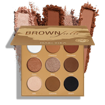 Picture of MAKI YIKA Brown Eyeshadows Palette Nude Eye Shadow 9Color, Naked Eyeshadow Matte Shimmer Glitter Eye Shade Long Lasting Pigmented Eye Makeup - Brown
