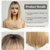 Picture of HAIRCUBE Ombre Blonde Long Straight Wig with Bangs Dark Root Long Hair With Bangs Natural Appearance Heat-resistant Synthetic Wig Daily Play Party Suitable For Fashionable Women 20Inches