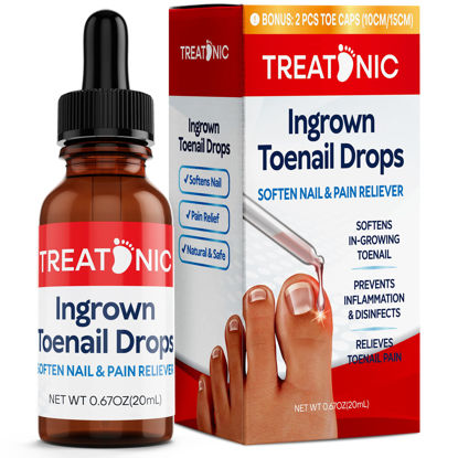 Picture of Treatonic Ingrown Toenail Treatment - Ingrown Toenail Pain Reliever and Softener Kit for Easy Trimming with Silicone Gel Toe Caps
