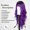 Picture of HAIRCUBE Purple Wig with Bangs for Women Brown and Blonde Long Wavy Hair Wig Wig Curly Wavy Synthetic Wigs for Girls Daily Party Use