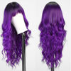 Picture of HAIRCUBE Purple Wig with Bangs for Women Brown and Blonde Long Wavy Hair Wig Wig Curly Wavy Synthetic Wigs for Girls Daily Party Use
