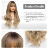 Picture of HAIRCUBE Brown to Blonde Wig with Bangs for Women Brown and Blonde Long Wavy Hair Wig Wig Curly Wavy Synthetic Wigs for Girls Daily Party Use