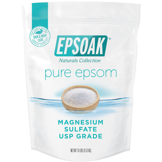 Picture of Epsoak Epsom Salt 10 lb. Magnesium Sulfate USP. (Qty. 1 x 10lb. Bags) Resealable Epsom Salt Bulk Bags Unscented, Made in The USA, Cruelty-Free Certified