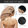 Picture of Auban Extra Large Shower Cap for Braids, Double-Layer Waterproof Reusable Satin Lining XL Shower Cap for Women Long Hair, Locs, perms (khaki)