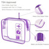 Picture of Lermende 3pcs Clear Bags for Travel,TSA Approved Toiletry Bag for Women,Travel Bags for Toiletries,Carry On Bag for Airport,Travel Makeup Bags For Women Men - Purple