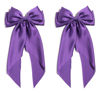 Picture of Satin Bow Hair Clips for Women,Big Bow Hair Slides Metal Clips Long Ribbon Hairpin Girls Barrettes Party Half-Updo Ponytail Accessories (2pcs Purple)