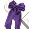 Picture of Satin Bow Hair Clips for Women,Big Bow Hair Slides Metal Clips Long Ribbon Hairpin Girls Barrettes Party Half-Updo Ponytail Accessories (2pcs Purple)