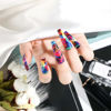 Picture of RUOKEXIN Acrylic Press on Nails Long Coffin Fake Nails with Nails Glue Long Ballet False Nails with Water Ripple Rainbow Designs Colorful Full Cover Artificial Nails Press Ons Stick on Nails 24Pcs