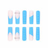 Picture of Foccna Blue Press on Nails Extra Long, Acrylic Fake Nails French Square False Nails Matte,Artificial Nails LOVE Design for Women and Girls, 24 pcs