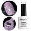 Picture of RARJSM Reflective Glitter Gel Polish, Light Purple Sparkle Gel Nail Polish Shiny Gel Nail Art Varnish Manicure Clear Diamond Nail Gel For Salon Home DIY UV LED Lamp RequiredRAR83