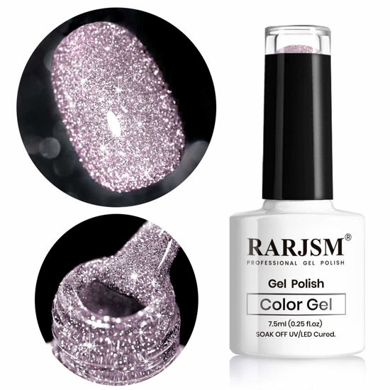Picture of Diamond Gel Nail Polish,Reflective Glitter Gel Polish, Sparkly Shiny Gel Nail Art Varnish Manicure,UV Lamp Curing Required Nail Gel for Beginners DIY at Home RAR80