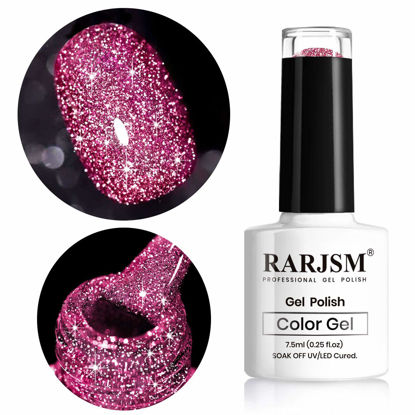 Picture of Sparkling Glitter Gel Nail Polish, Red Gel Nail Polish Diamond Gel Polish, Spark Shiny Gel Nail Art, Soak Off UV LED Nail Gel Polish Nail Art Starter Manicure Salon DIY at Home RAR87