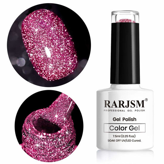 Picture of Sparkling Glitter Gel Nail Polish, Red Gel Nail Polish Diamond Gel Polish, Spark Shiny Gel Nail Art, Soak Off UV LED Nail Gel Polish Nail Art Starter Manicure Salon DIY at Home RAR87