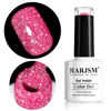 Picture of RARJSM Pink Gel Nail Polish, 7.5ml 0.25Floz Reflective Gel Polish Glitter Gel Nail Polish Summer Candy Collection Diamond Shimmer Neon Pink Nail Gel for Starter Nail DIY at Home UV LED Lamp Required