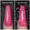Picture of RARJSM Pink Gel Nail Polish, 7.5ml 0.25Floz Reflective Gel Polish Glitter Gel Nail Polish Summer Candy Collection Diamond Shimmer Neon Pink Nail Gel for Starter Nail DIY at Home UV LED Lamp Required