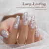 Picture of RARJSM Silver Glitter Gel Nail Polish,Reflective Glitter Gel Polish Silver Beige Holographic Iridescent Shimmer LED UV Soak Off Sparkle Diamond Gel Polish Nail Art Manicure Salon DIY at Home