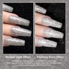 Picture of RARJSM Silver Glitter Gel Nail Polish,Reflective Glitter Gel Polish Silver Beige Holographic Iridescent Shimmer LED UV Soak Off Sparkle Diamond Gel Polish Nail Art Manicure Salon DIY at Home