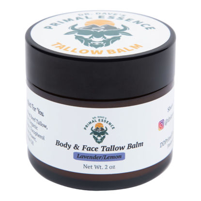Picture of Dr. Dave's Primal Essence Grass Fed Beef Tallow for Skin - Tallow Balm with Shea Butter, Organic Jojoba Oil, Honey, and Beeswax - Beef Tallow Moisturizer Face and Body - Lavender and Lemon, 2 oz