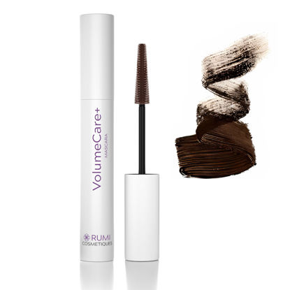 Picture of Rumi Cosmetiques VolumeCare+ Mascara For Older Women - Extreme Length and Volume 2-in-1 Formula - No Clumps, Long-Wearing, Hypoallergenic Mascara For Sensitive Eyes (Dark Brown)