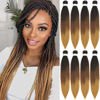 Picture of Ombre Braiding Hair Pre Stretched 20 Inch 8 Pack Premium Pre Stretched Braiding Hair Professional Itch Free Hot Water Setting Perm Yaki Texture Prestretched Hair For Braiding (20Inch,1B/30/27)