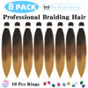 Picture of Ombre Braiding Hair Pre Stretched 20 Inch 8 Pack Premium Pre Stretched Braiding Hair Professional Itch Free Hot Water Setting Perm Yaki Texture Prestretched Hair For Braiding (20Inch,1B/30/27)