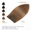 Picture of Aison Chestnut Brown Hair Extensions Clip in Hair Extensions Real Human Hair 70G 100% Remy Human Hair Clip in Extensions for Women 7pcs 16clips (15 Inch #6) Light Brown Hair Extensions