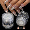 Picture of 2Pcs White Chrome Nail Powder Moonlight Pearl Powder for Nails, Magic Clear Pearlescent Aurora Mirror Effect Gel Nail Glitter Powder Nails Art Design 0.5/Jar
