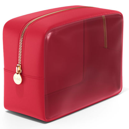 Picture of Embla Clear Cosmetic Bag Makeup Bag, Clear Zipper Pouch Cosmetics Bags Cute Womens Make Up Pouches, Clear Toiletry Travel Bag Tote, Preppy Purse Cosmetic Organizer Mini Small Large Makeup Bags, Ruby