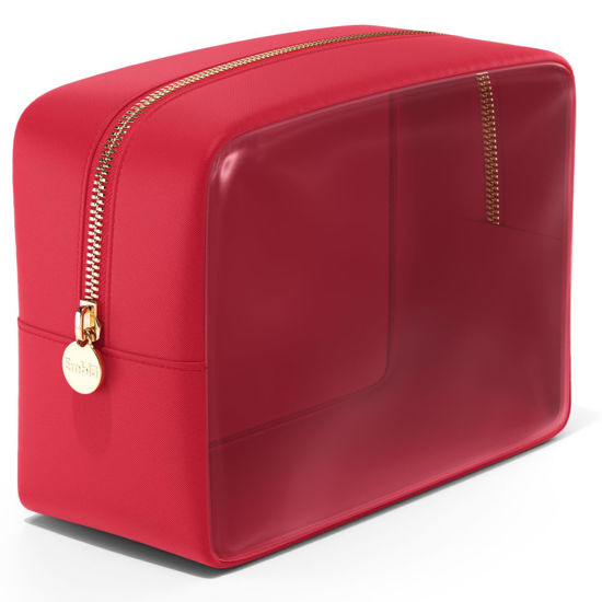 Picture of Embla Clear Cosmetic Bag Makeup Bag, Clear Zipper Pouch Cosmetics Bags Cute Womens Make Up Pouches, Clear Toiletry Travel Bag Tote, Preppy Purse Cosmetic Organizer Mini Small Large Makeup Bags, Ruby