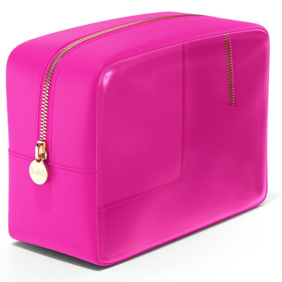 Picture of Embla Clear Cosmetic Bag Makeup Bag, Clear Zipper Pouch Cosmetics Bags Cute Womens Make Up Pouches, Clear Toiletry Travel Bag Tote, Preppy Purse Cosmetic Organizer Small Large Makeup Bags, Fuchsia