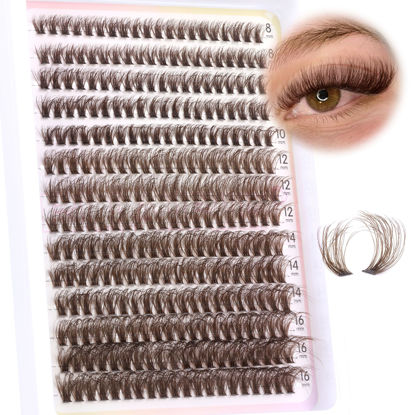 Picture of Brown Lash Clusters Eyelash Extensions 280pcs Fluffy Eyelash Clusters Lash Extensions 8-16MM D Curl Wispy Individual Lashes