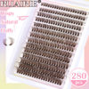 Picture of Brown Lash Clusters Eyelash Extensions 280pcs Fluffy Eyelash Clusters Lash Extensions 8-16MM D Curl Wispy Individual Lashes